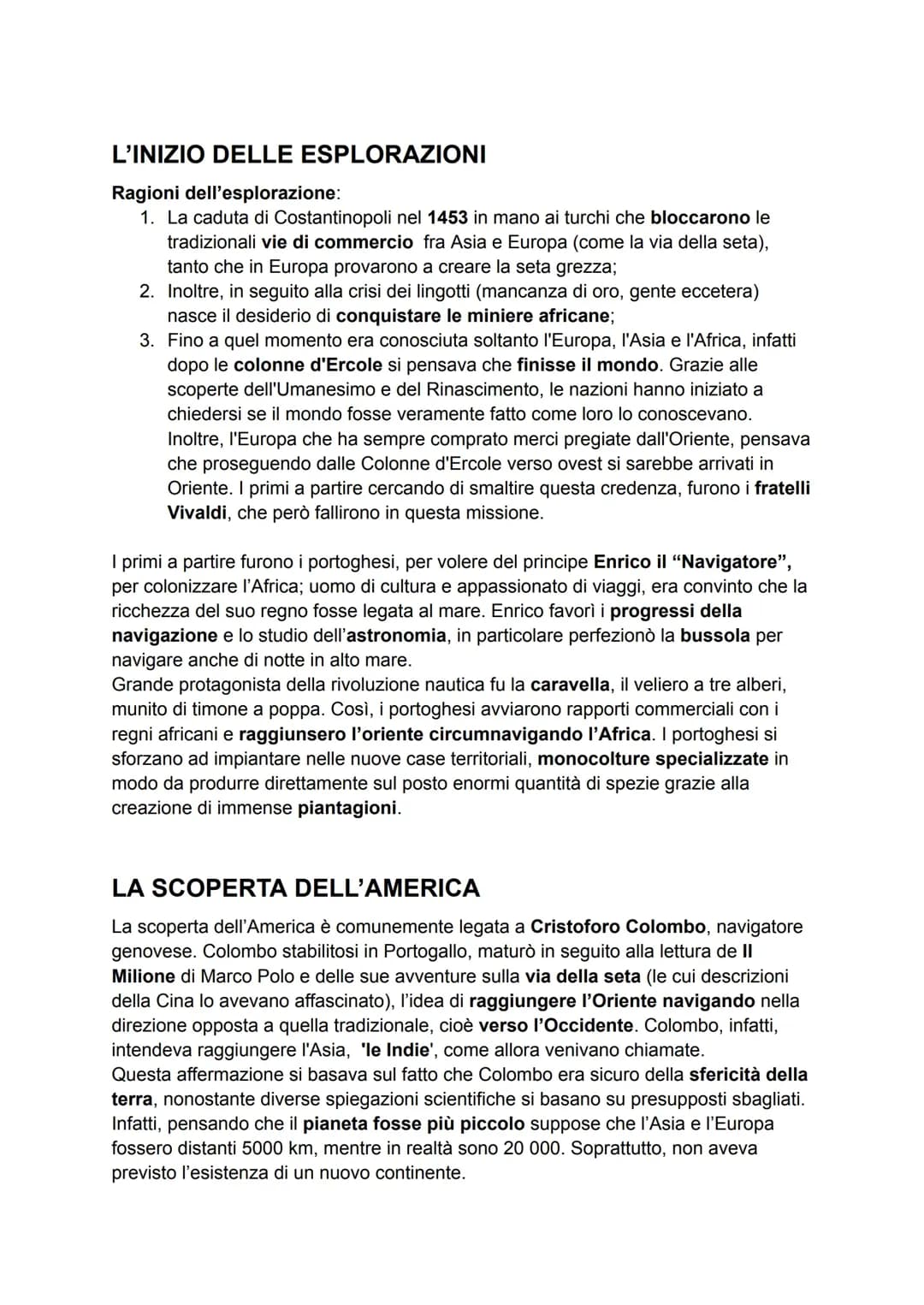 L’inizio delle esplorazioni e la scoperta dell’America