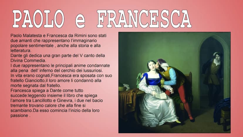 PAOLO e FRANCESCA PAOLO e FRANCESCA
Paolo Malatesta e Francesca da Rimini sono stati
due amanti che rappresentano l'immaginario
popolare sen