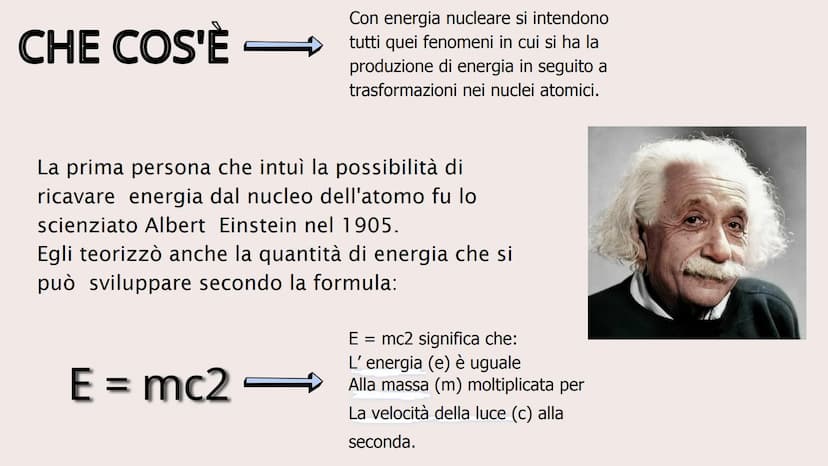 L'ENERGIA
NUCLEARE
@TURBA GIORGIA
3C 2022/2023 CHE COS'È
Con energia nucleare si intendono
tutti quei fenomeni in cui si ha la
produzione di