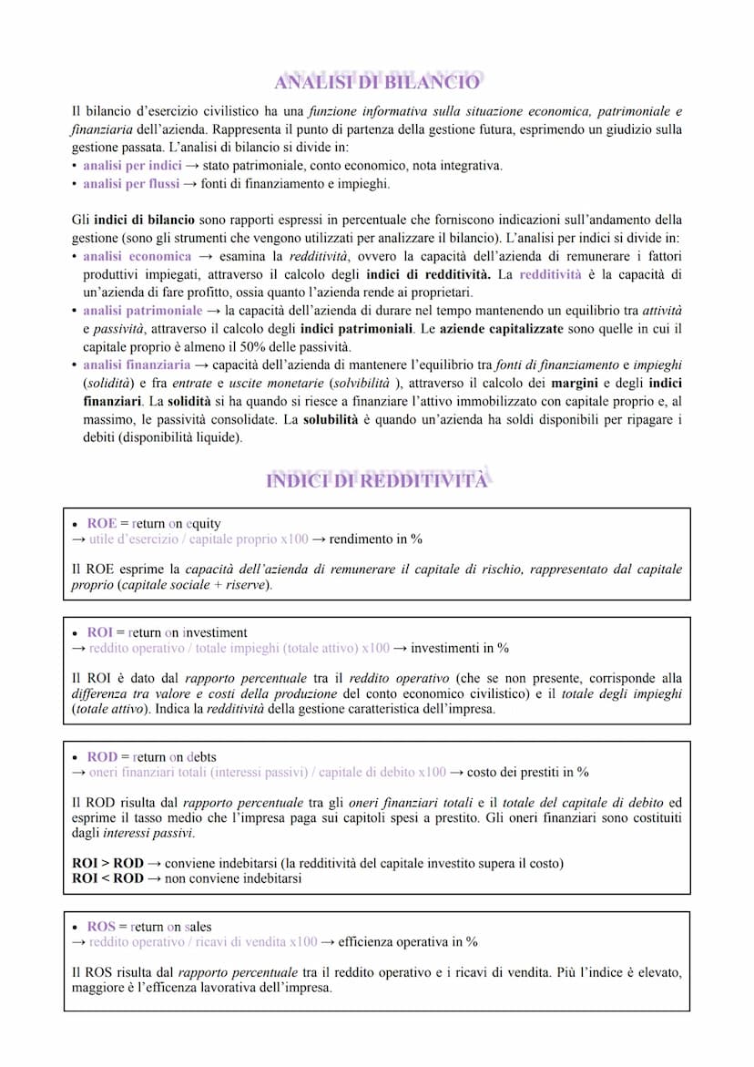 BILANCIO D'ESERCIZIO
È il documento con cui vengono rappresentati la situazione patrimoniale e finanziaria dell'impresa e il
risultato econo