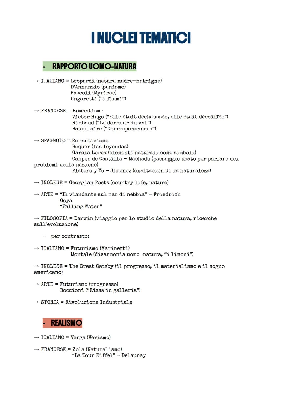Nuclei tematici - maturità - Liceo Linguistico