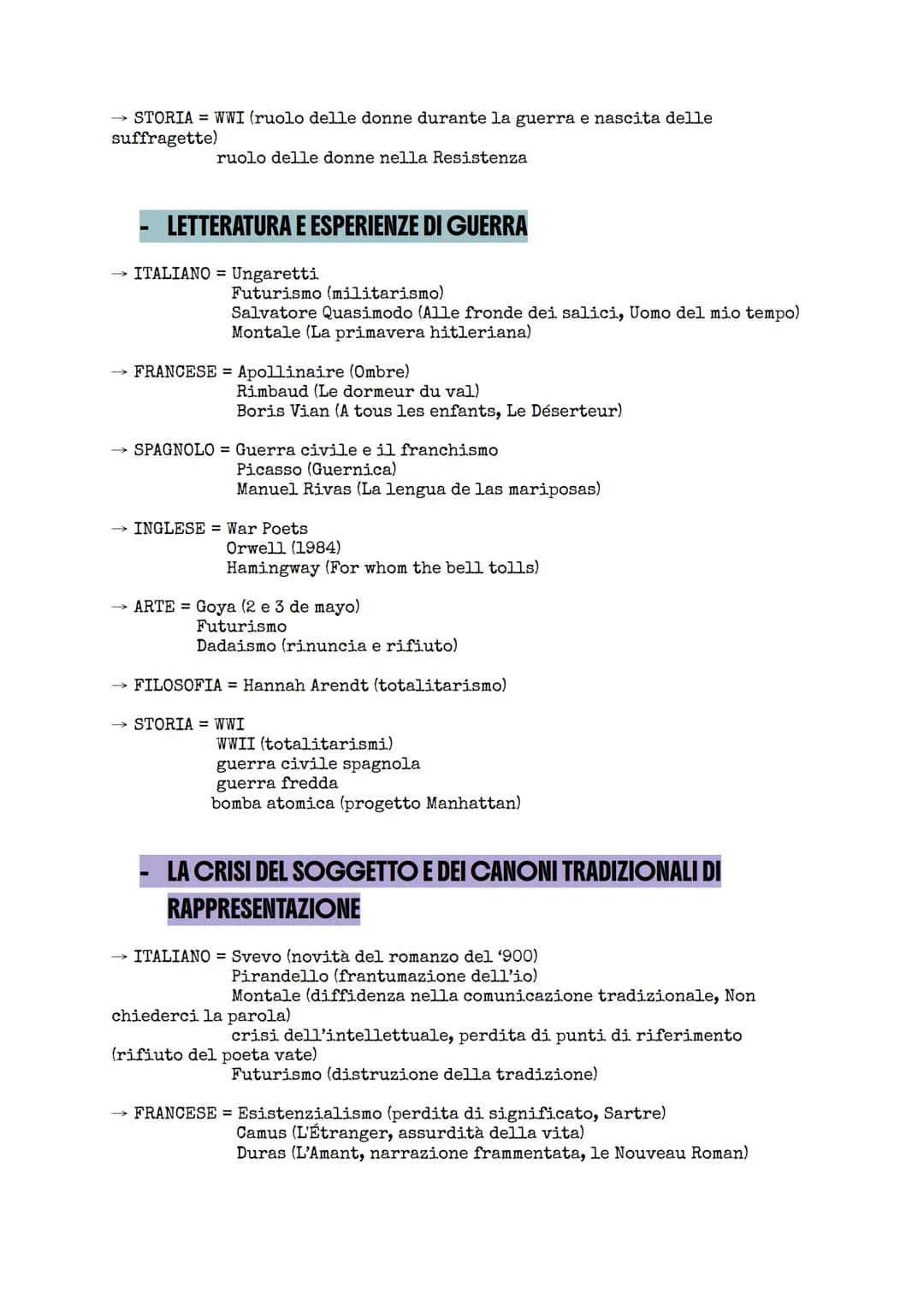 --- OCR Start ---
I NUCLEI TEMATICI
RAPPORTO UOMO-NATURA
ITALIANO = Leopardi (natura madre-matrigna)
D'Annunzio (panismo)
Pascoli (Myricae)
