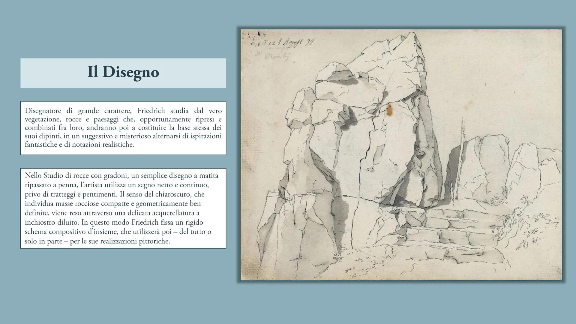 Caspar David Friedrich
«Ľunica vera fonte dell'arte è il nostro cuore»
Caspar David Friedrich nasce il 5 settembre 1774 a Greifswald, una
ci