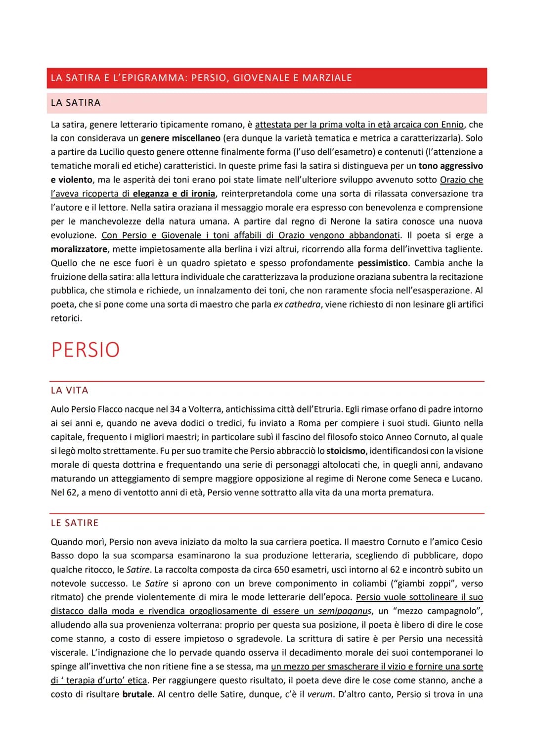 LA SATIRA E L'EPIGRAMMA: PERSIO, GIOVENALE E MARZIALE
LA SATIRA
La satira, genere letterario tipicamente romano, è attestata per la prima vo