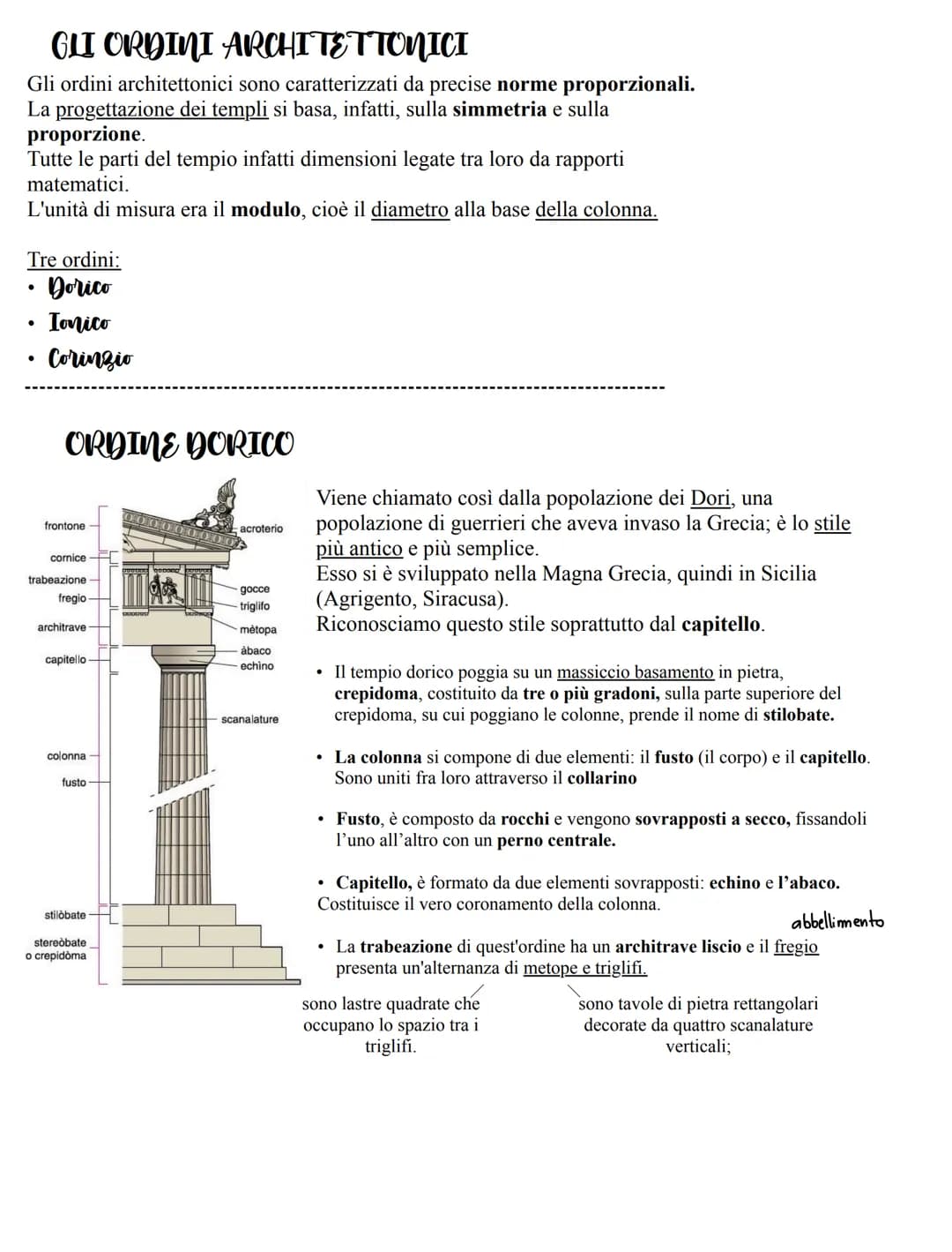 IL TEMPIO GRECO
fegio
timpano
state
trabeazione
cpidine
Il tempio greco è la struttura
architettonica più rappresentativa
dell'arte greca.
V