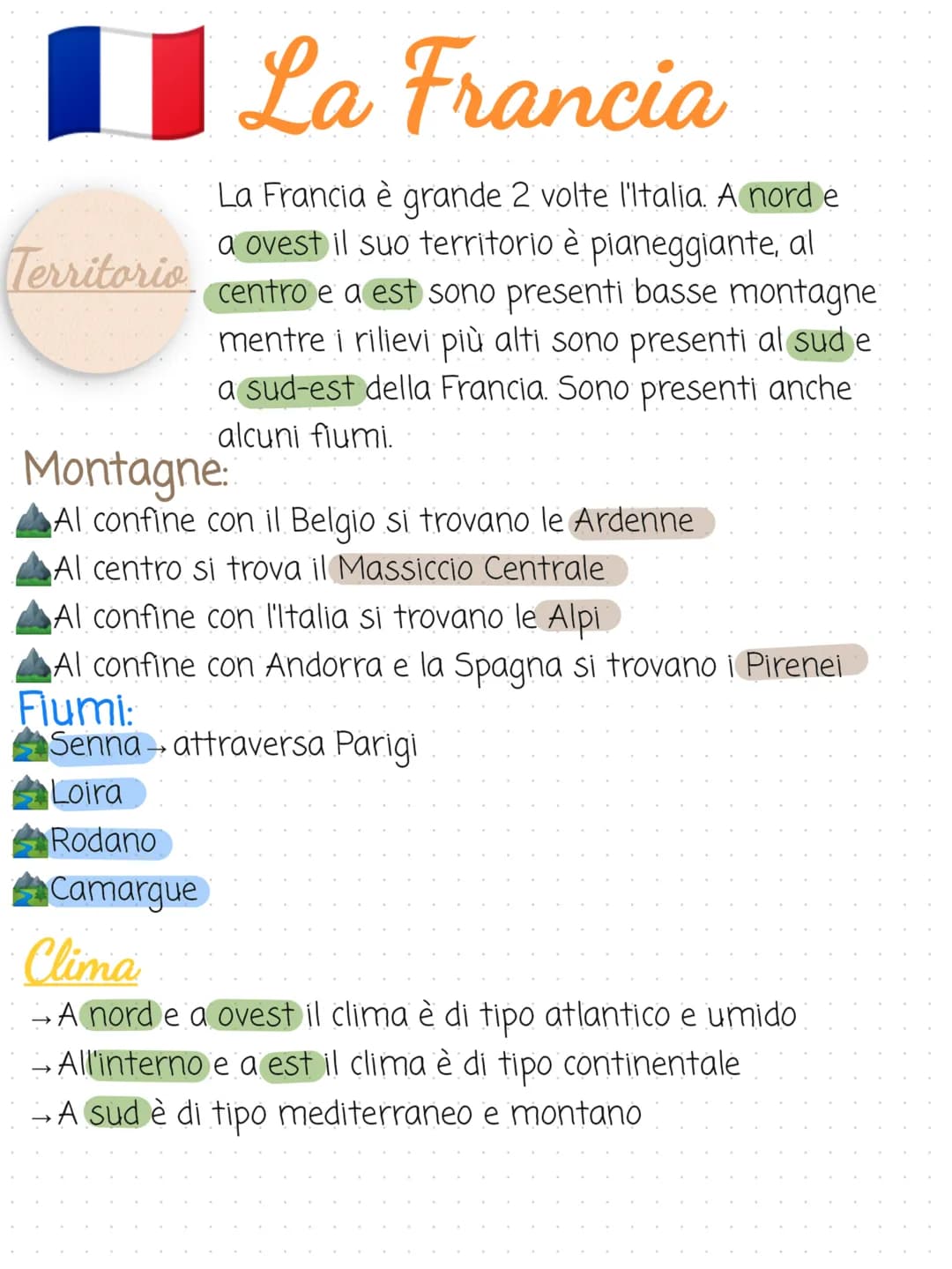 Territorio
La Francia
La Francia è grande 2 volte l'Italia. A nord e
a ovest il suo territorio è pianeggiante, al
centro e a est sono presen