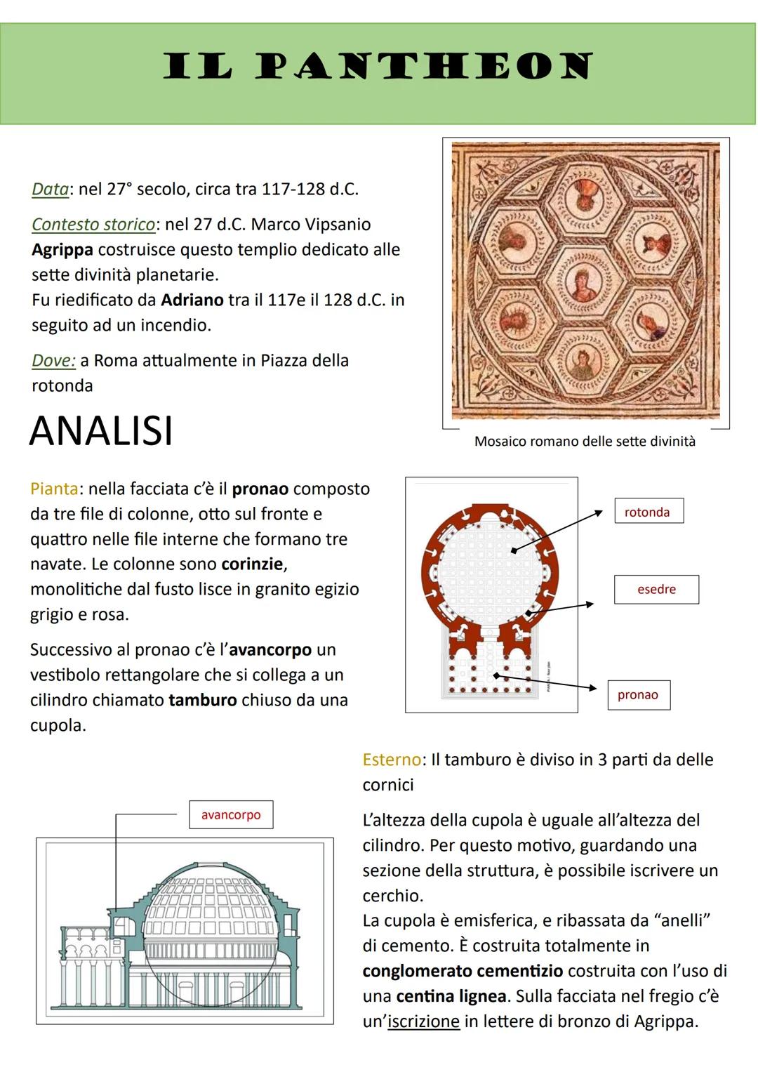 # IL PANTHEON

Data: nel 27° secolo, circa tra 117-128 d.C.

Contesto storico: nel 27 d.C. Marco Vipsanio
Agrippa costruisce questo templio 