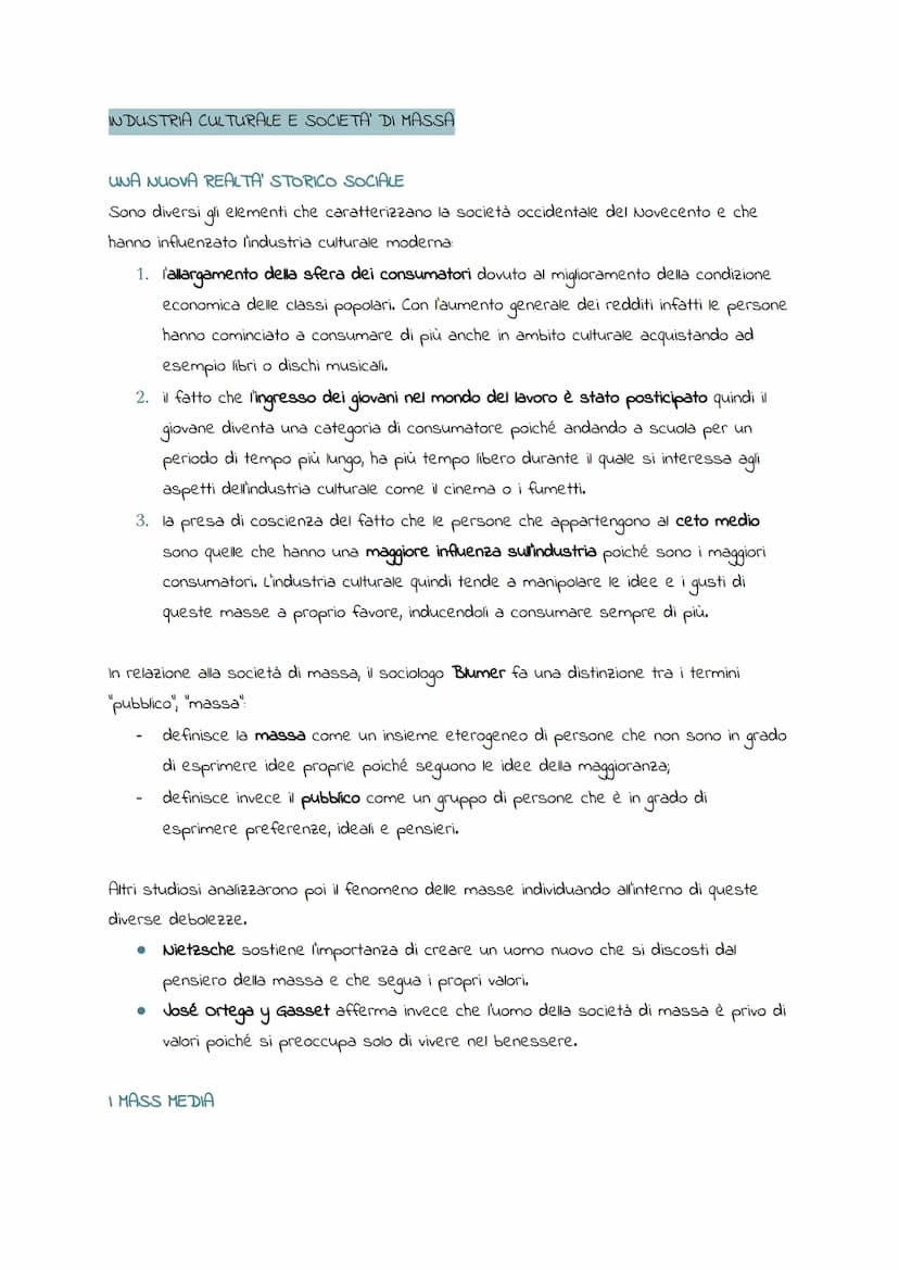 INDUSTRIA CULTURALE
→questo termine è stato introdotto per la prima volta da Adomo e Horkheimer, due
teorici della scuola di Francoforte e i