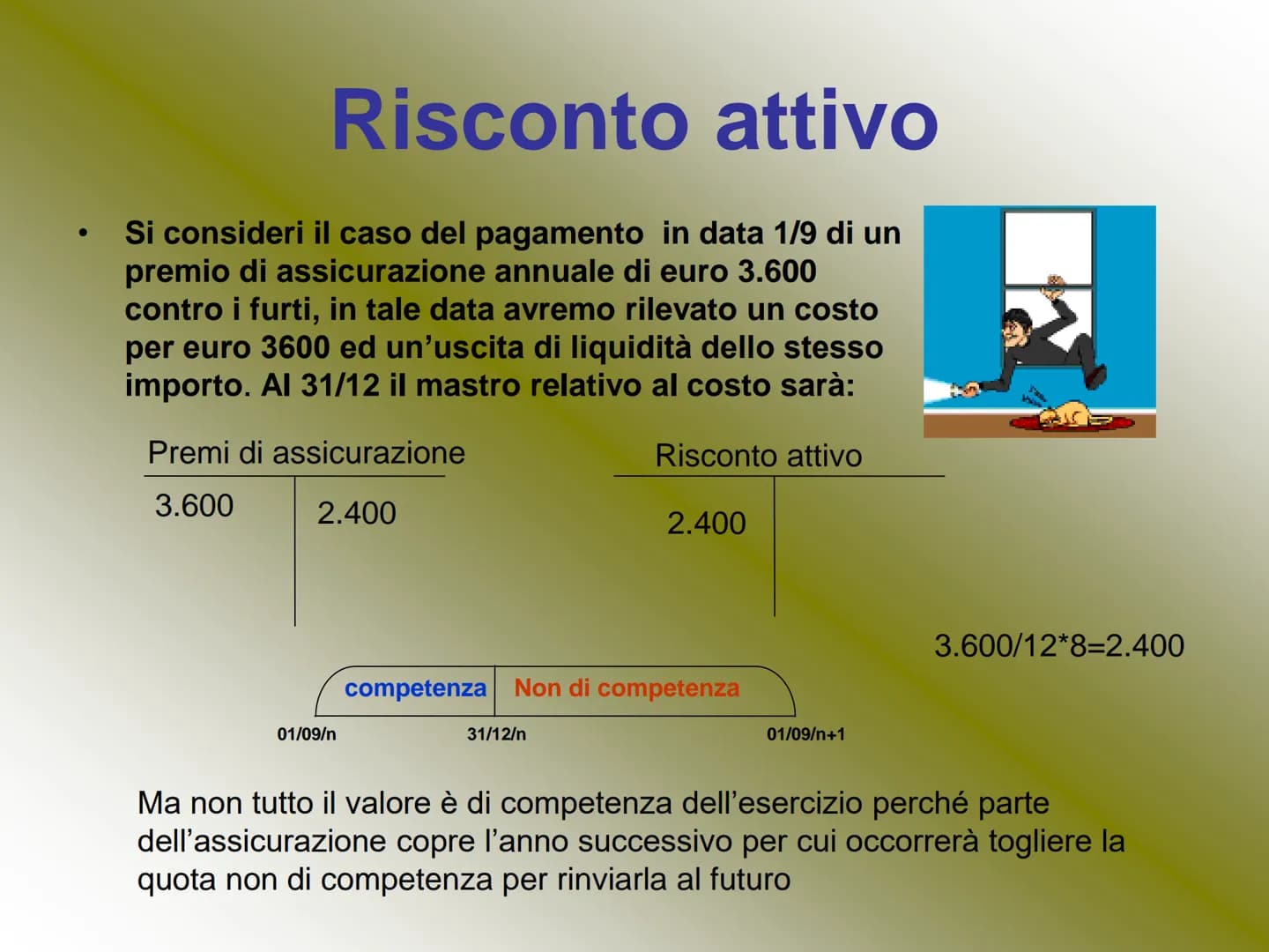 
<h2 id="descrizionegenerale">Descrizione generale</h2>
<p>I <strong>risconti</strong> rappresentano quote di costi o ricavi già contabilizz