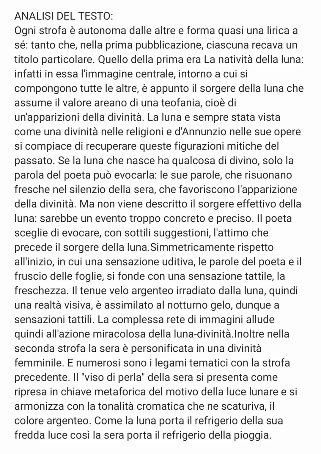 LA SERA FIESOLANA RIASSUNTO:
Vi è un riferimento al "Cantico delle creature" di San
Francesco con l'inizio delle strofe con "Laudata sii".
L