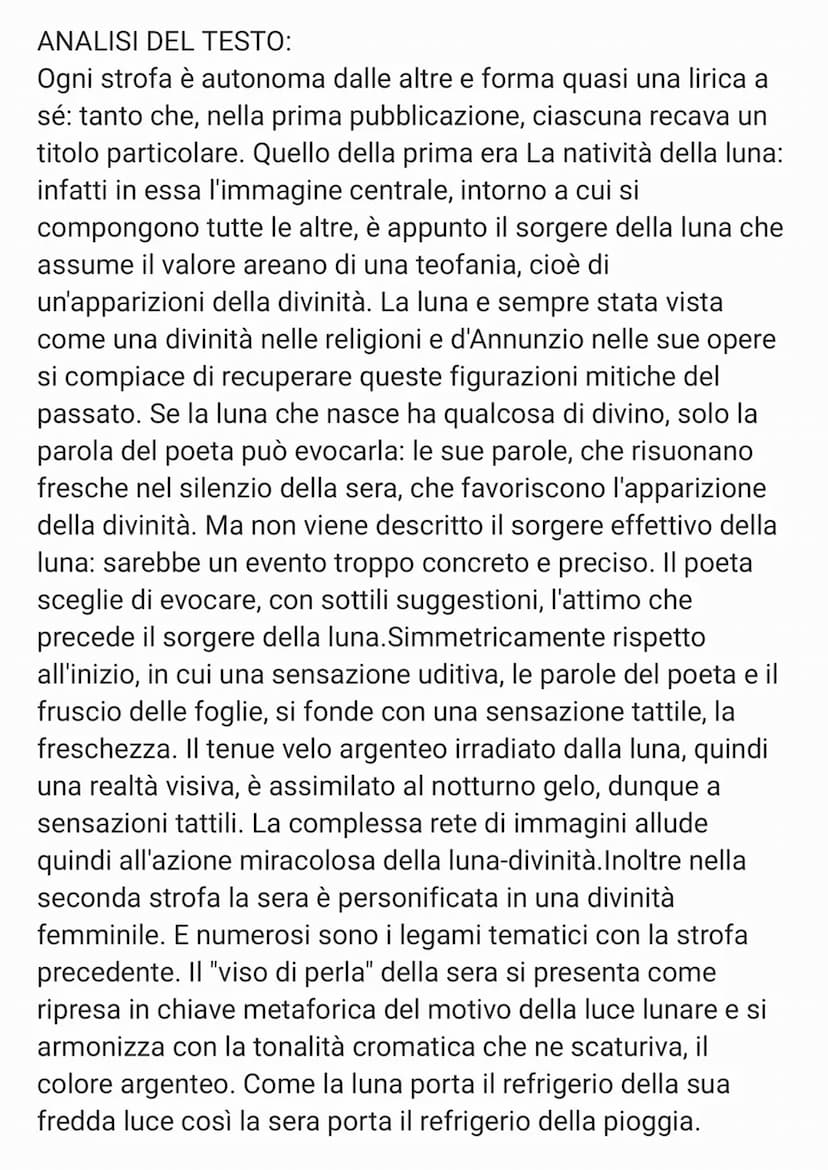 LA SERA FIESOLANA RIASSUNTO:
Vi è un riferimento al "Cantico delle creature" di San
Francesco con l'inizio delle strofe con "Laudata sii".
L