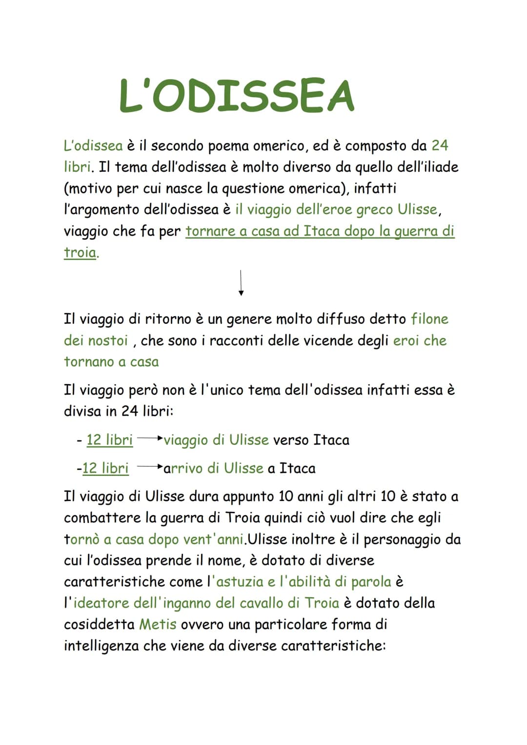L'ODISSEA
L'odissea è il secondo poema omerico, ed è composto da 24
libri. Il tema dell'odissea è molto diverso da quello dell'iliade
(motiv