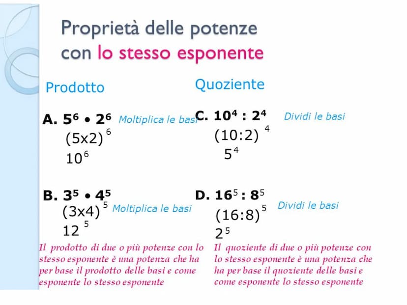 LA POTENZA Definizione
Una potenza è una moltiplicazione di fattori tutti uguali.
La potenza
BASE
24
significa
2 x 2 x 2 x 2 = 16
BASE è il 