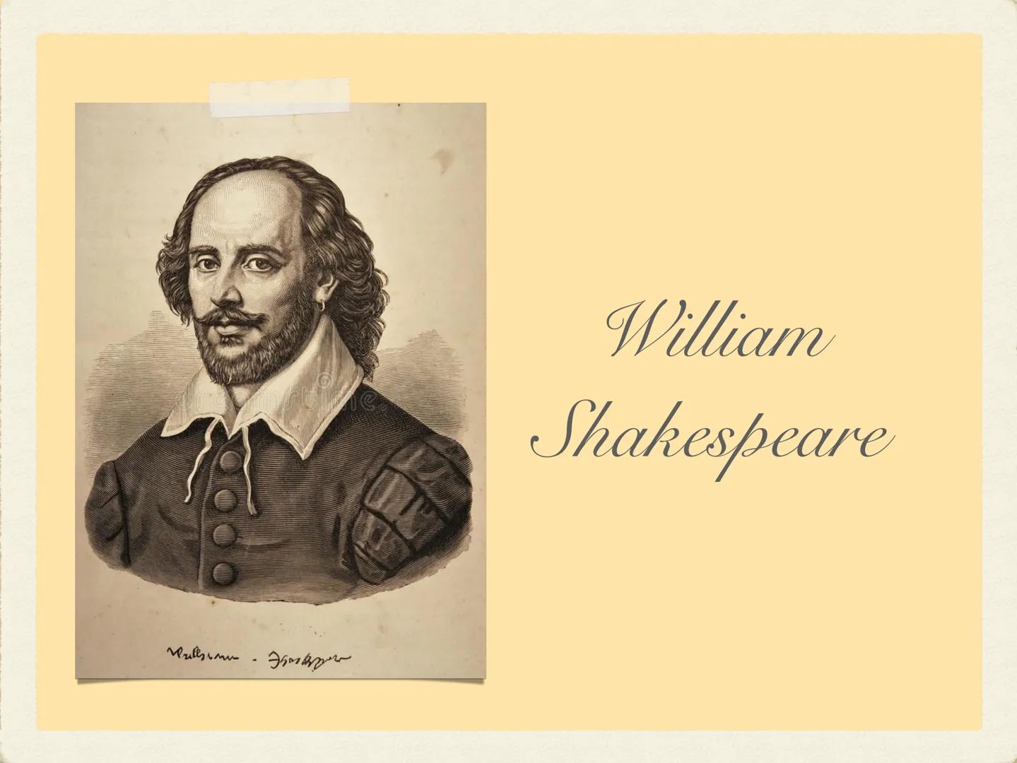 Vill
Это взим
William
Shakespeare Nasce il 24 aprile 1564
a Stratford-upon-Avon
Frequenta la scuola statale
nella stessa città dove
studia l
