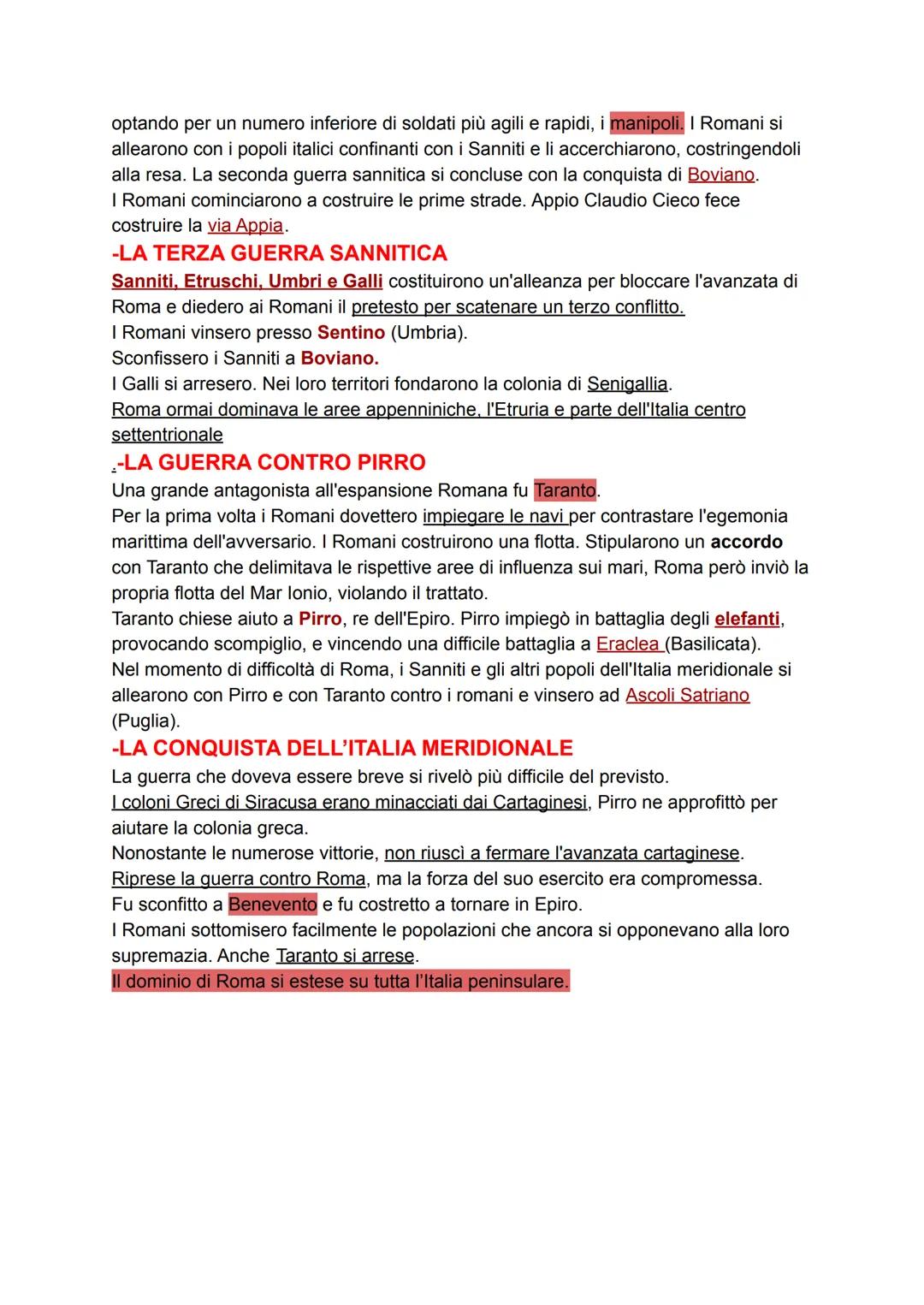 LE GUERRE SANNITICHE
-LA CONQUISTA DEL LAZIO
Gli etruschi tentarono di conquistare l'egemonia sul Lazio, ma entrati in una fase di
decadenza