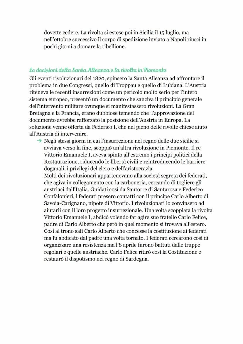 La Restaurazione
Il congresso di Vienna
Il 1 novembre 1814 si aprirono i lavori del Congresso di Vienna. Il principale
promotore di questo i