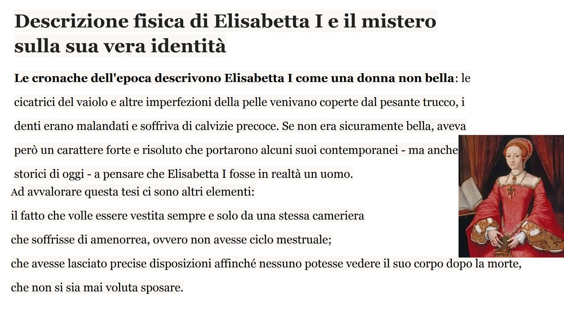 # ELISABETTA I

Silvia Pignatelli # CHI ERA?

Elisabetta I, ultima regina della dinastia dei Tudor, governò dal
1558 fino alla sua morte nel