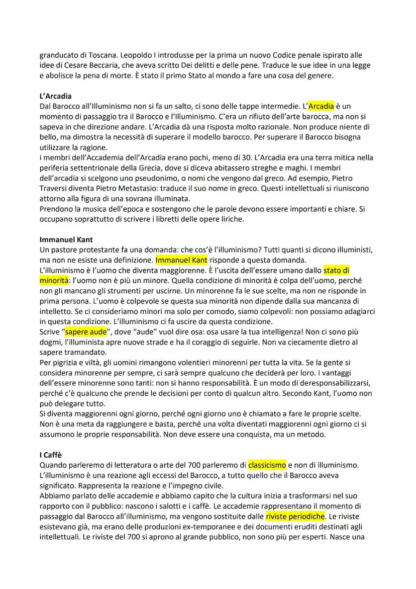 L'Illuminismo
Il 500' è il secolo del Rinascimento. È molto complesso perché si ha una grande fiducia nelle
capacità dell'uomo ma ci sono an