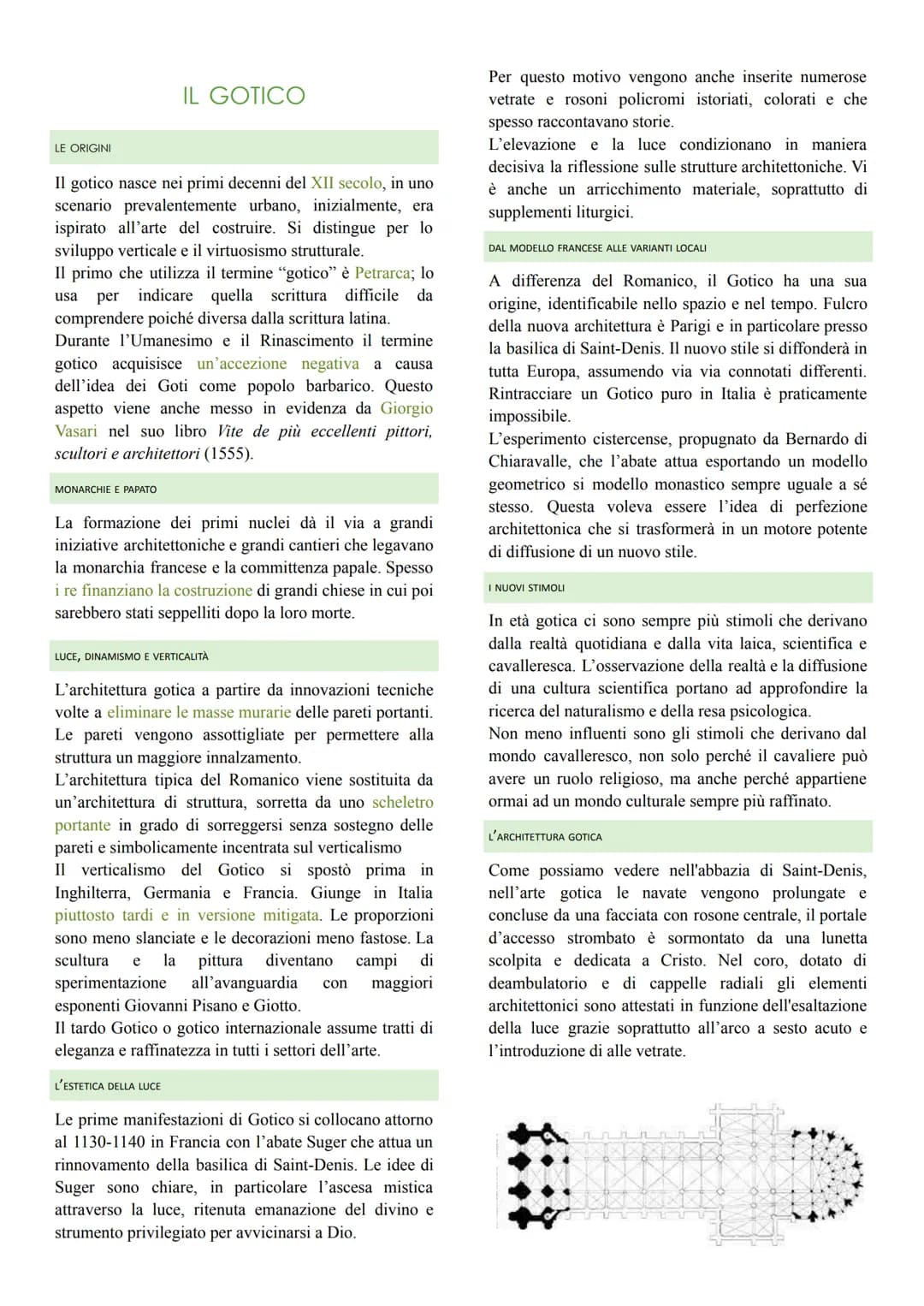 LE ORIGINI
Il gotico nasce nei primi decenni del XII secolo, in uno
scenario prevalentemente urbano, inizialmente, era
ispirato all'arte del