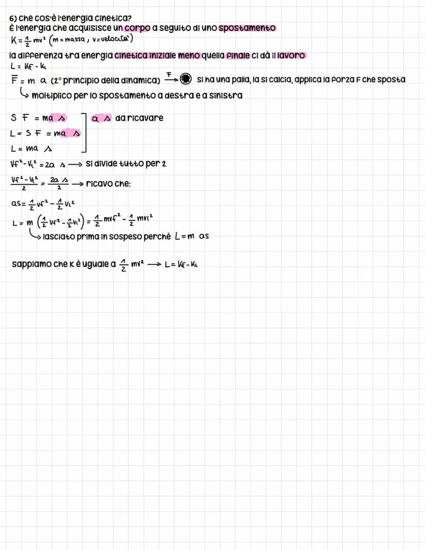 Fisica
1) il lavoro
Quando applichiamo una forza questa forza compie un lavoro che è dato dal prodotto scalare tra la
forza e lo spostamento
