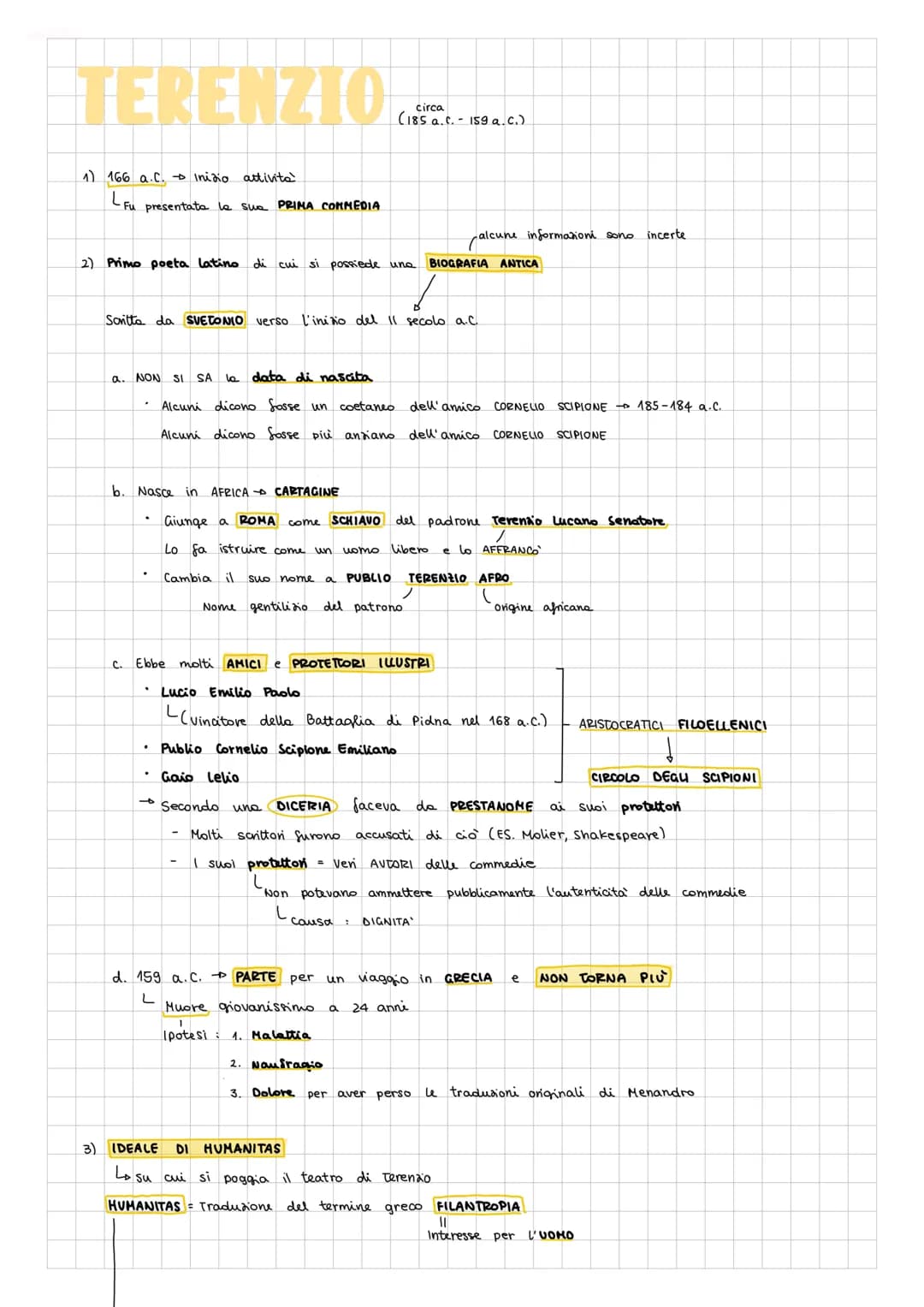 TERENZIO
1) 166 a.C. Inidio attività
LFu presentato le
2) Primo poeta latino di cui si possiede una
a. NON SI SA la data di nascita
Sua PRIM