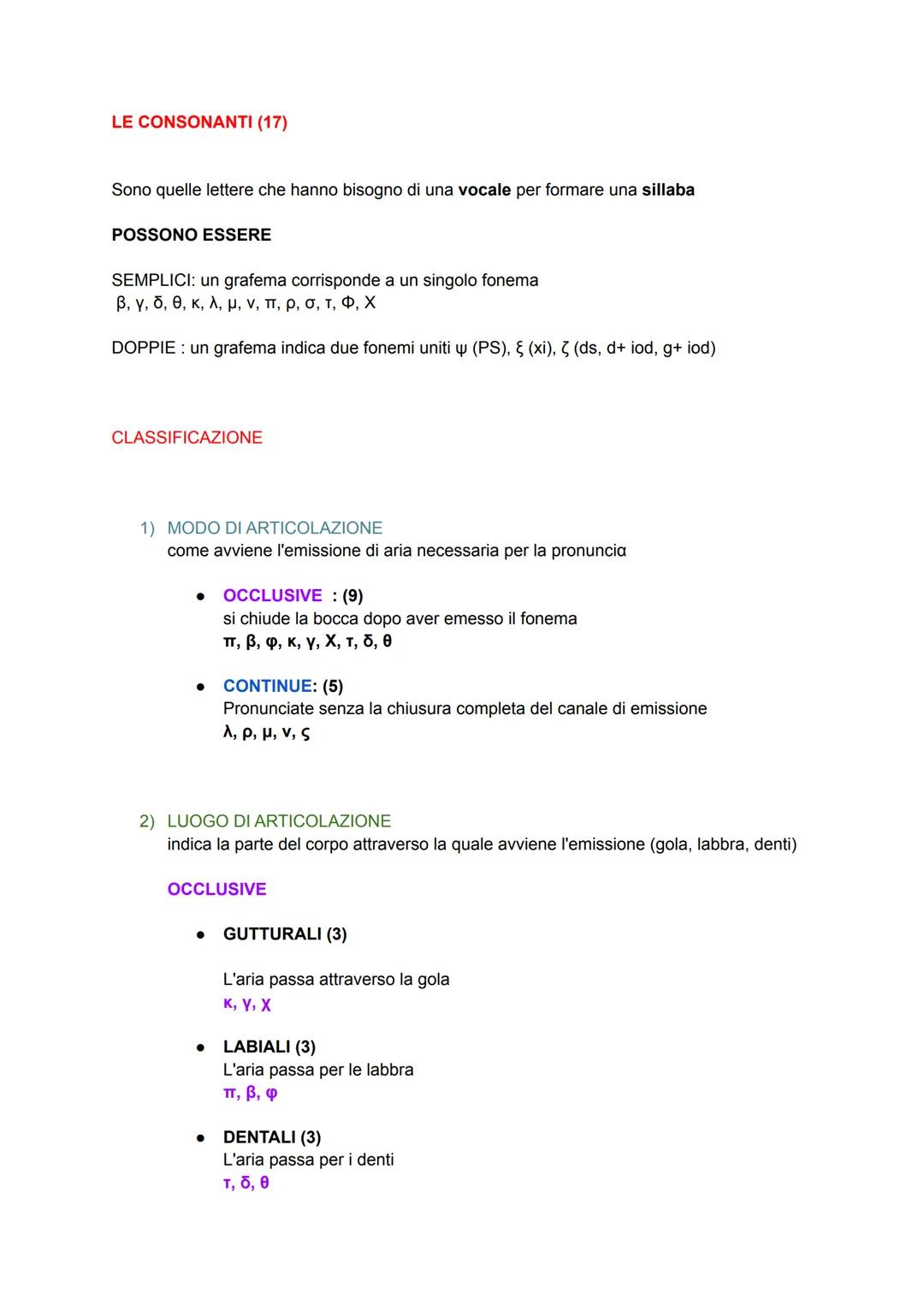 LE CONSONANTI (17)
Sono quelle lettere che hanno bisogno di una vocale per formare una sillaba
POSSONO ESSERE
SEMPLICI: un grafema corrispon