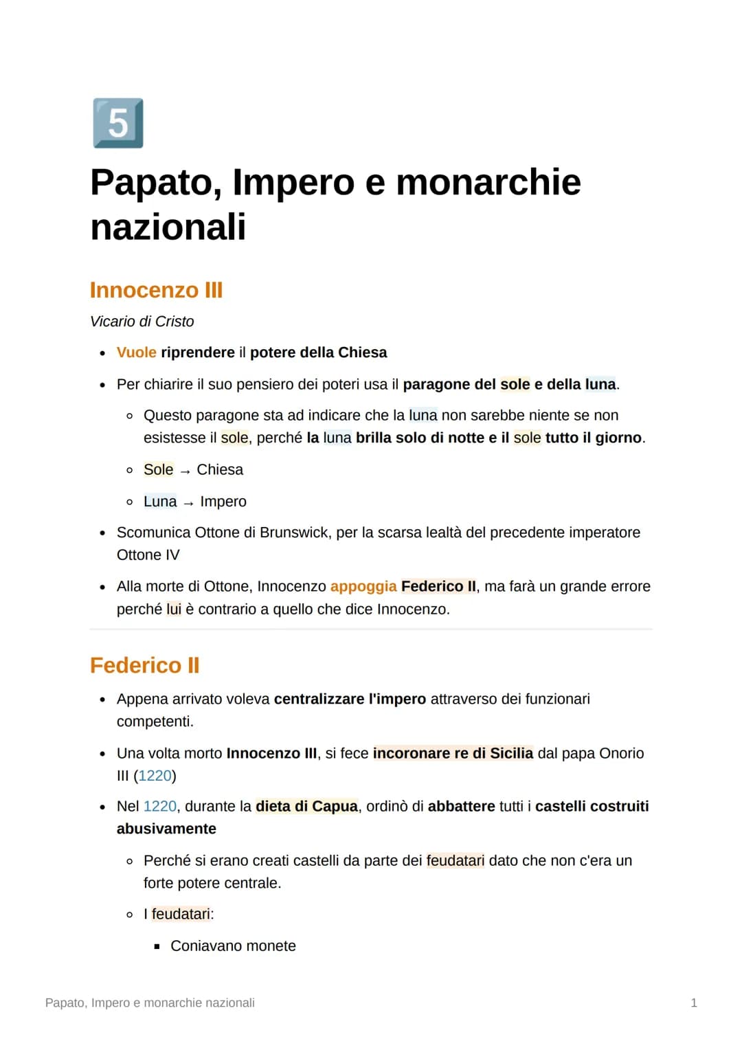 5
Papato, Impero e monarchie
nazionali
Innocenzo III
Vicario di Cristo
• Vuole riprendere il potere della Chiesa
• Per chiarire il suo pensi