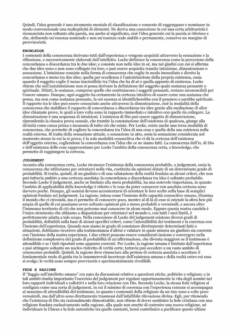 Locke
L'EMPIRISMO
Locke è riconosciuto come il più importante esponente della corrente dell'empirismo, vale a dire la teoria che
afferma che