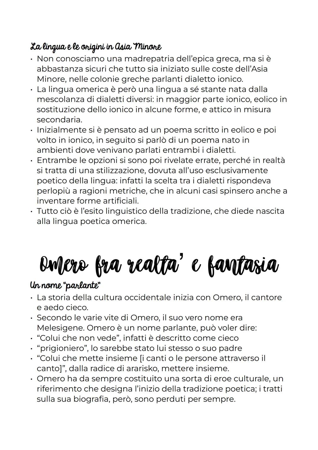 # Omero: il primo poeta

# La tradizione epica

Che cos'è l'epica?

- La parola epica racchiude numerosi testi di provenienza
geografica e c
