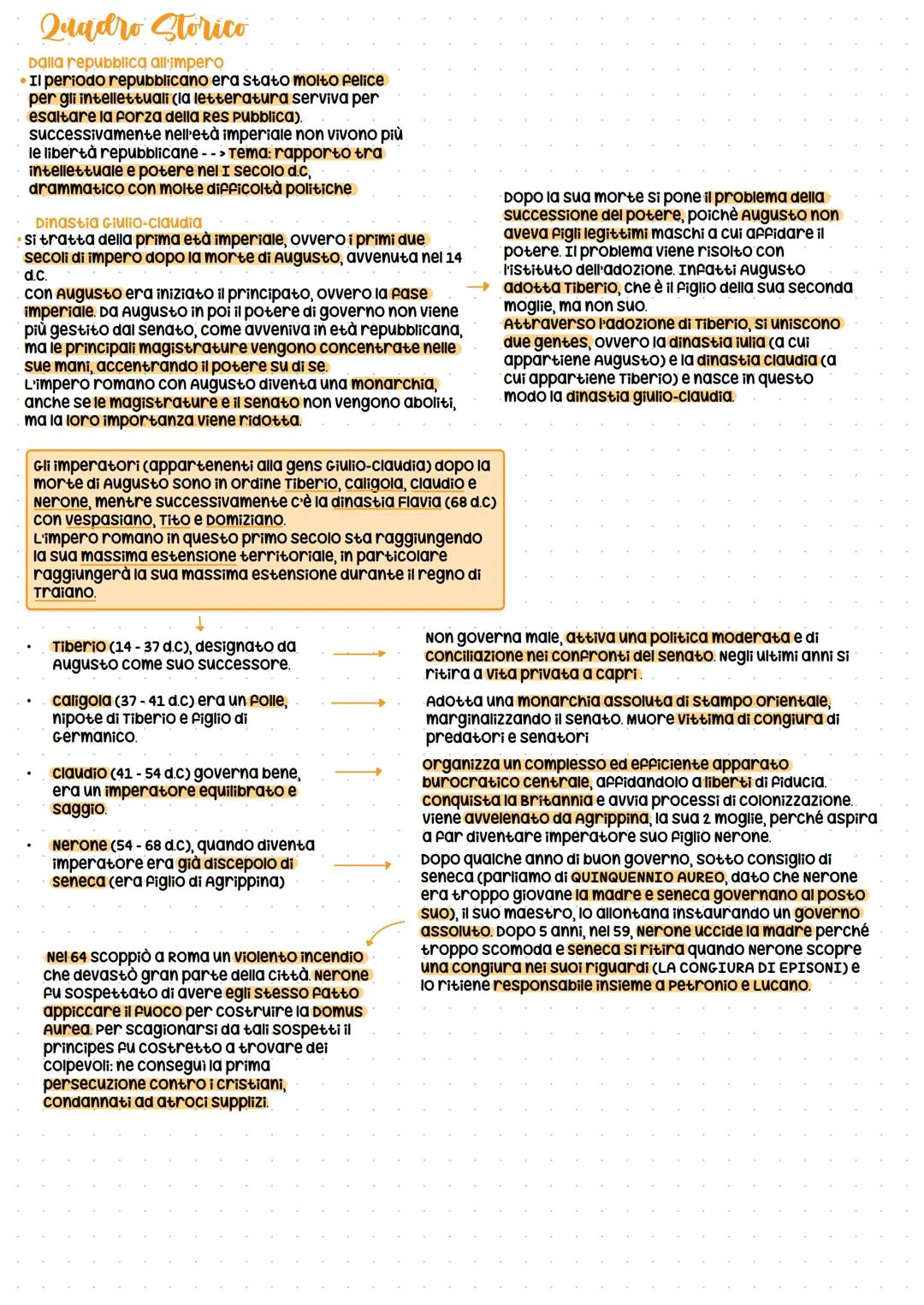 Quadro Storico
Dalla repubblica all'impero
•Il periodo repubblicano era stato molto felice
per gli intellettuali (la letteratura serviva per