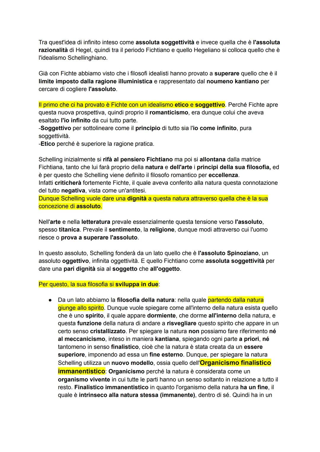 Tra quest'idea di infinito inteso come assoluta soggettività e invece quella che è l'assoluta
razionalità di Hegel, quindi tra il periodo Fi