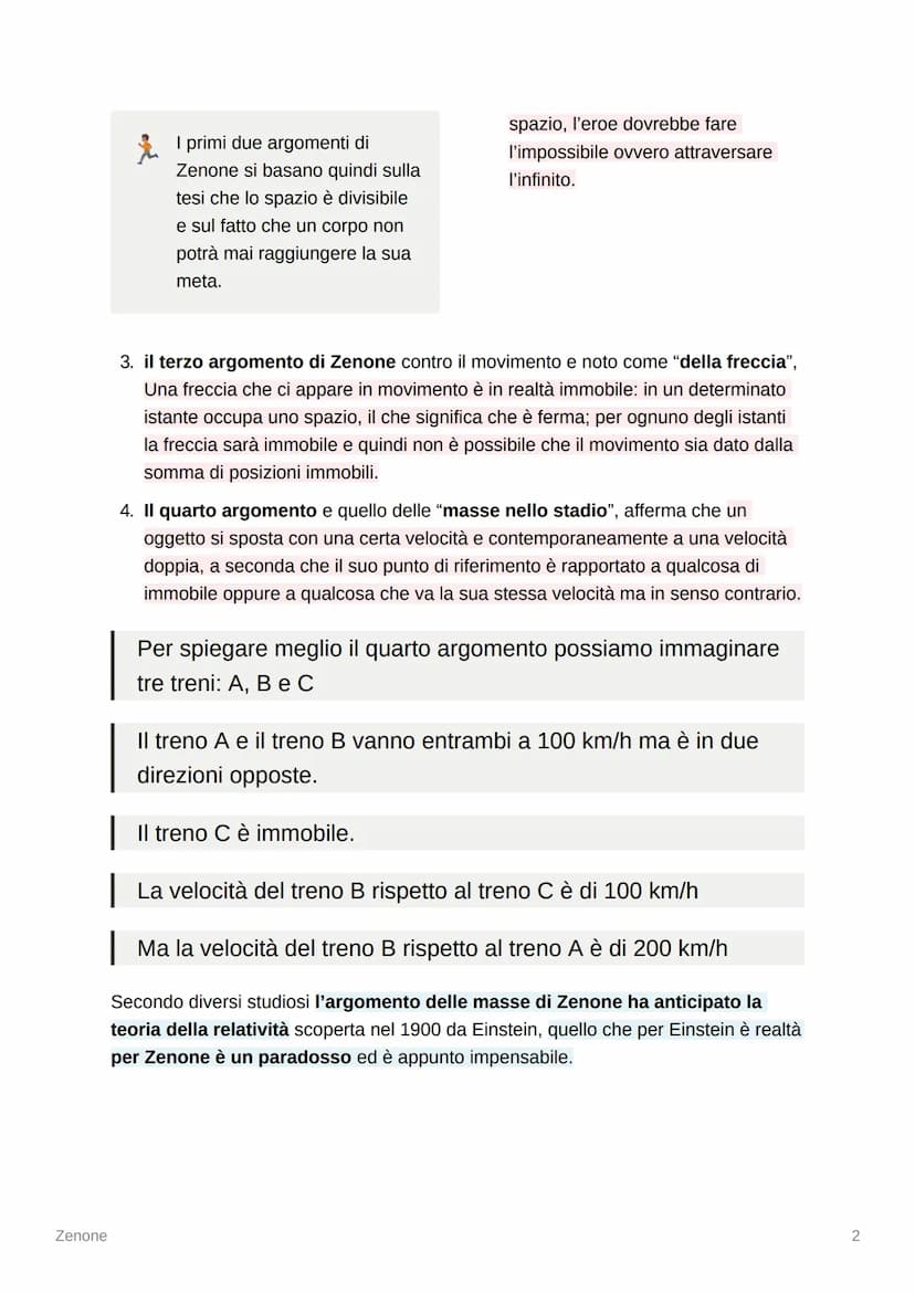 Zenone
Zenone
il pensiero di Zenone una sorta di continuo della filosofia di Parmenide.
Gli avversari di Parmenide affermavano che, se la re
