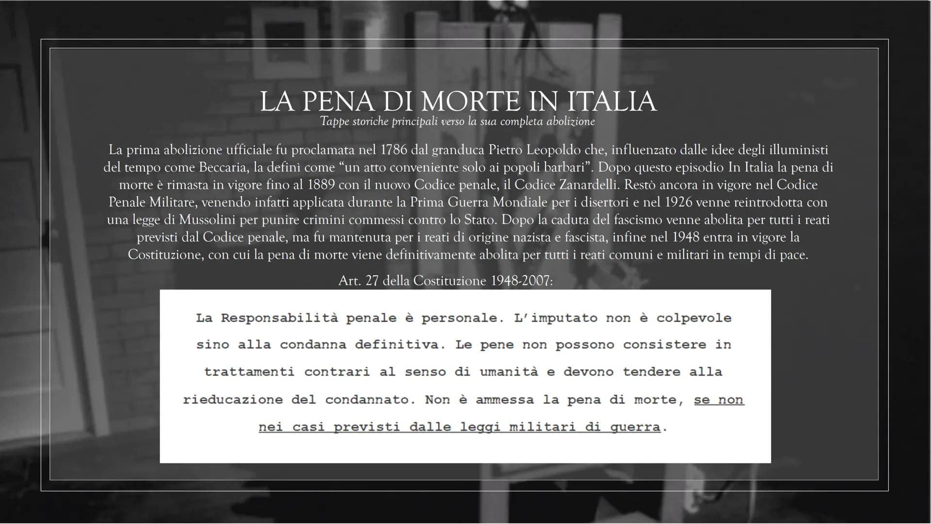 Tutto sulla Pena di Morte in Italia e nel Mondo: Riassunto e Ultima Esecuzione