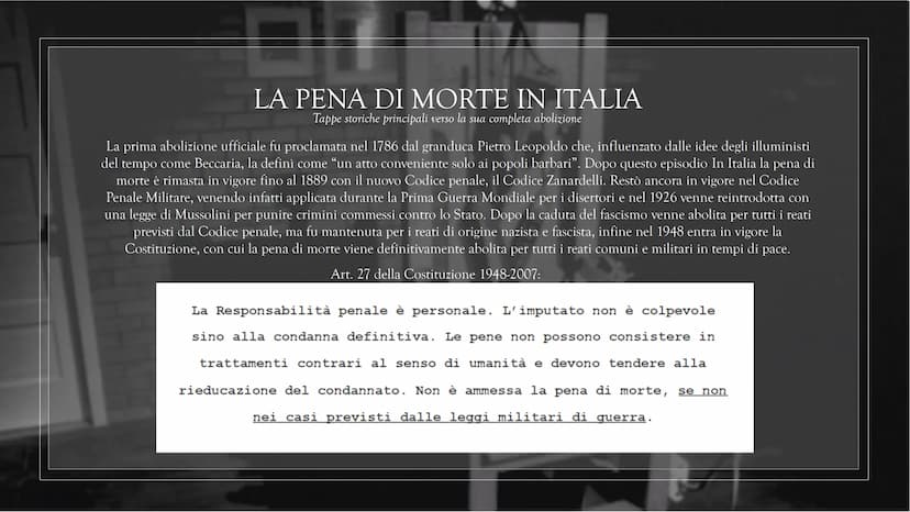 LA PENA DI MORTE
"Chi è mai colui che abbia voluto lasciare ad altri uomini l'arbitrio di ucciderlo? Come mai nel minimo
sacrificio della li