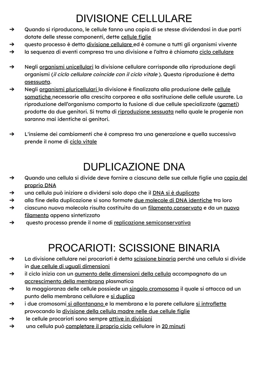 ↑
↑
DIVISIONE CELLULARE
Quando si riproducono, le cellule fanno una copia di se stesse dividendosi in due parti
dotate delle stesse componen