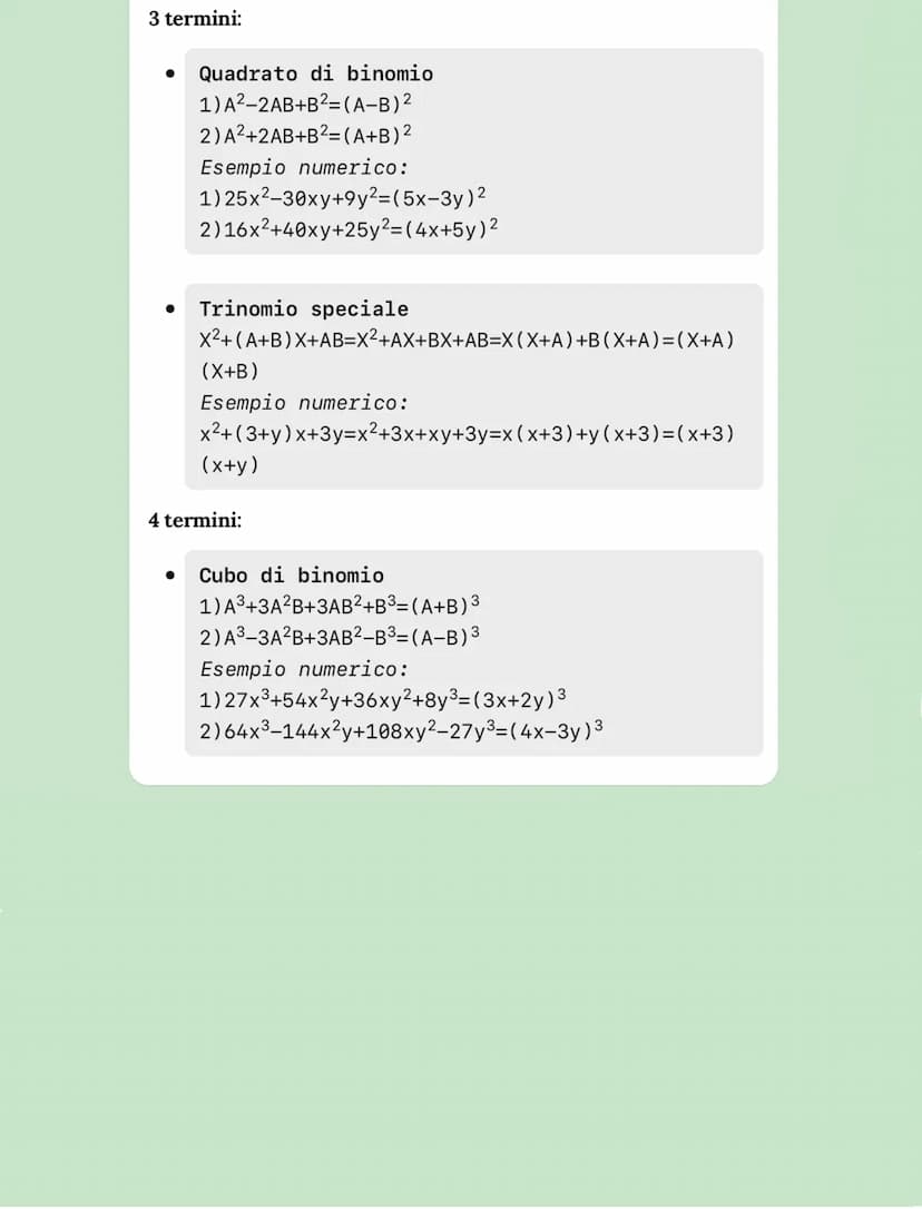 Scomposizione dei polinomi
Scomposizione dei polinomi
Raccoglimento a fattore comune (totale)
AB+AC=A (B+C)
Esempio numerico:
3x+3y=3(x+y)
R