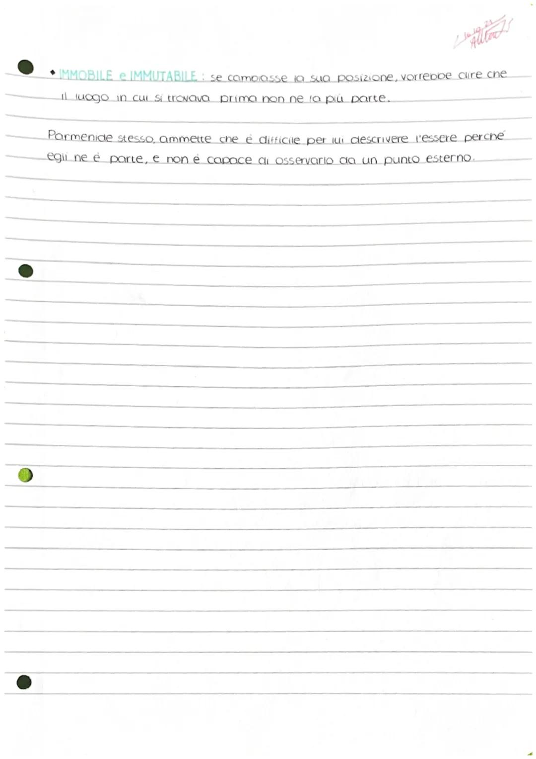 "L'essere e ingenerato e imperituro, infatti è un intero nel suo insieme immobile e
senza fine. Ne una volta era ne sarà, perche' e ora insi