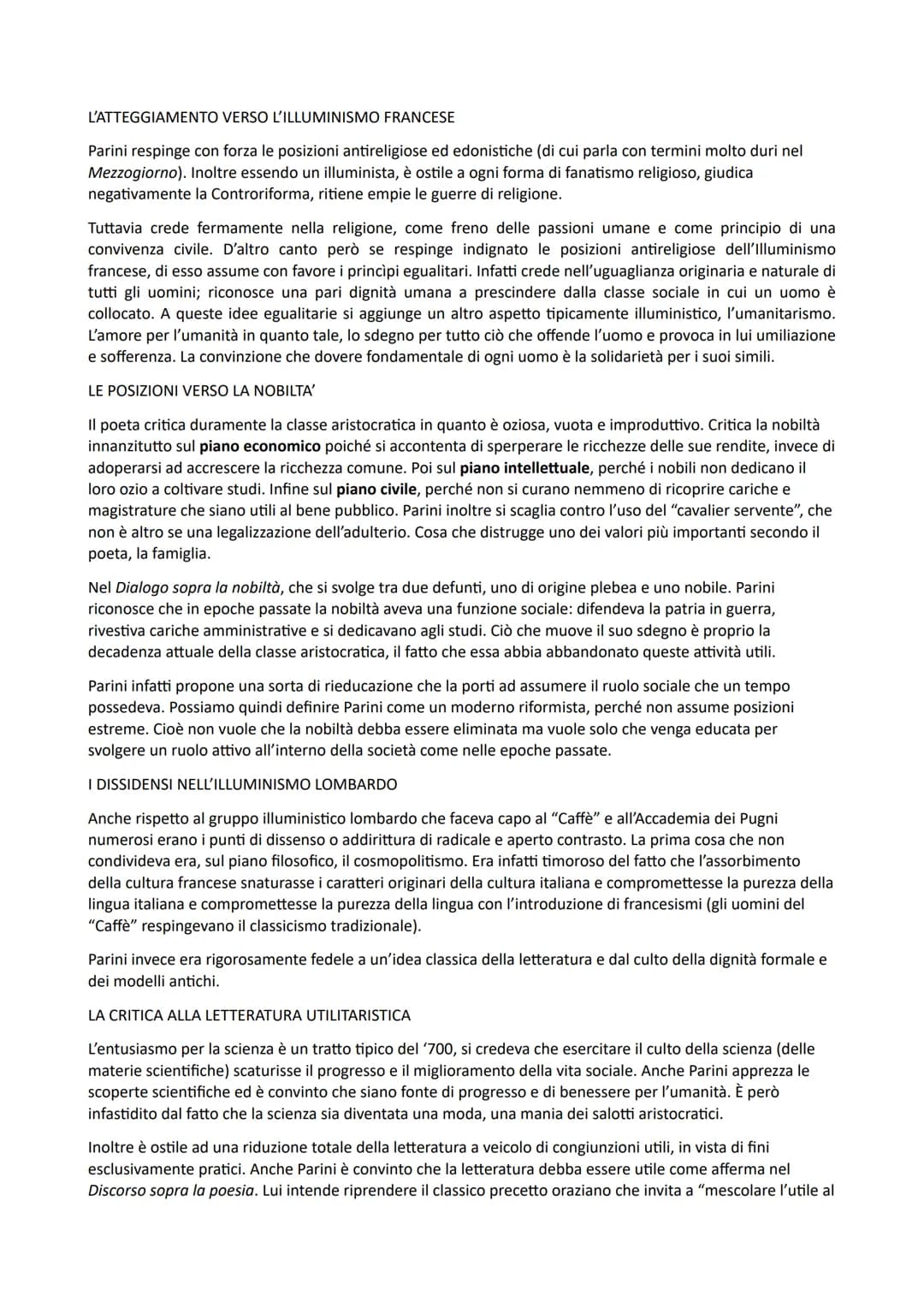 GIUSEPPE PARINI
Offre la figura dell'intellettuale impegnato nella battaglia civile, sostenitore del progresso e della ragione, a
diffondere