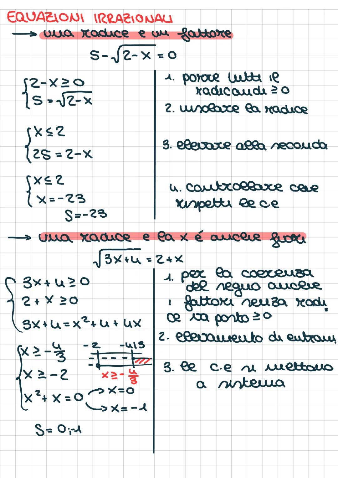 Equazioni e disequazioni irrazionali