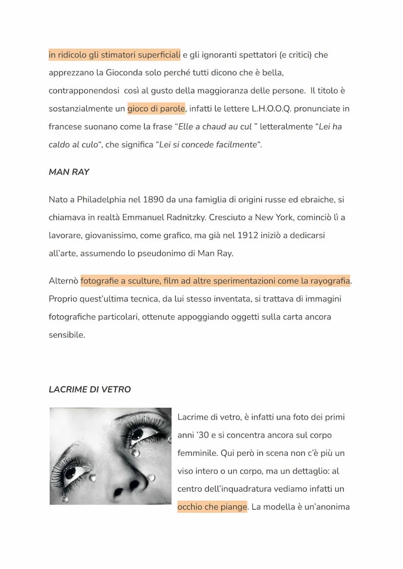DADAISMO
CONTESTO STORICO
Il movimento del Dadaismo nasce negli anni della guerra, contro la guerra e
contro tutta la cultura che lo precede