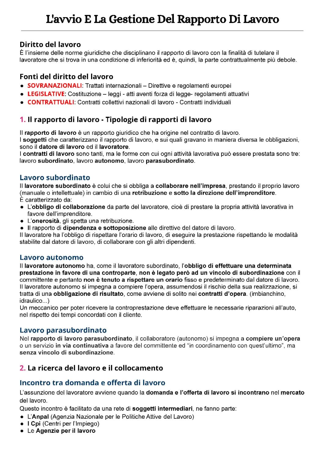 Guida completa all'avvio e gestione del rapporto di lavoro