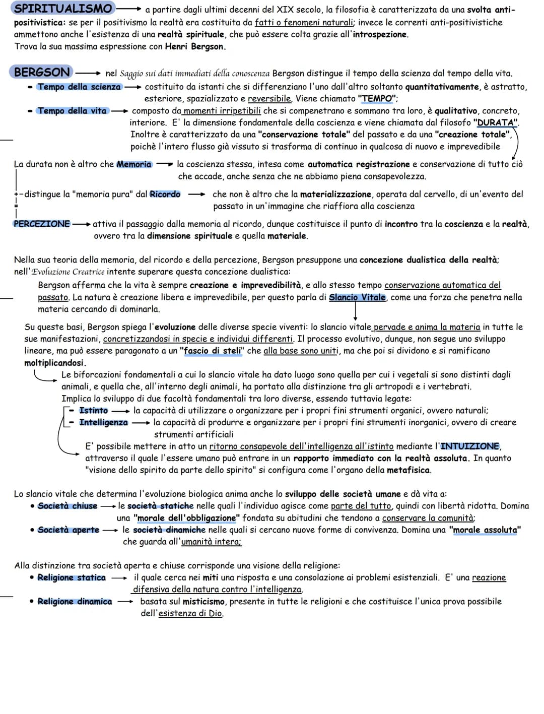 SPIRITUALISMO- a partire dagli ultimi decenni del XIX secolo, la filosofia è caratterizzata da una svolta anti-
positivistica: se per il pos