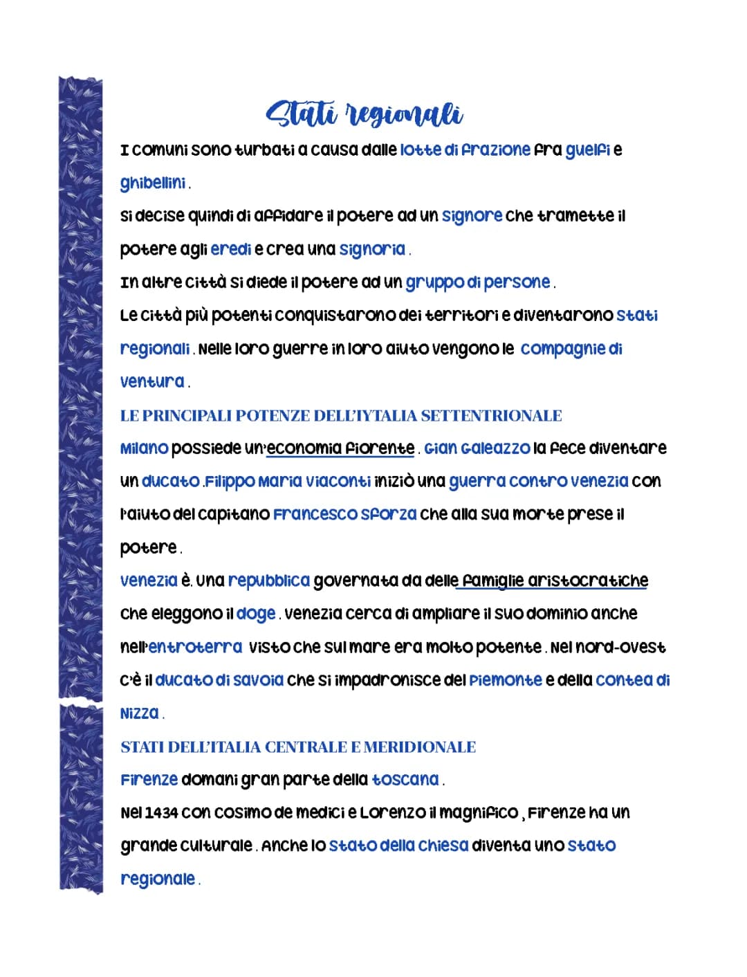 Gli Stati Regionali Italiani e I Comuni del Medioevo: Mappe e Riassunti