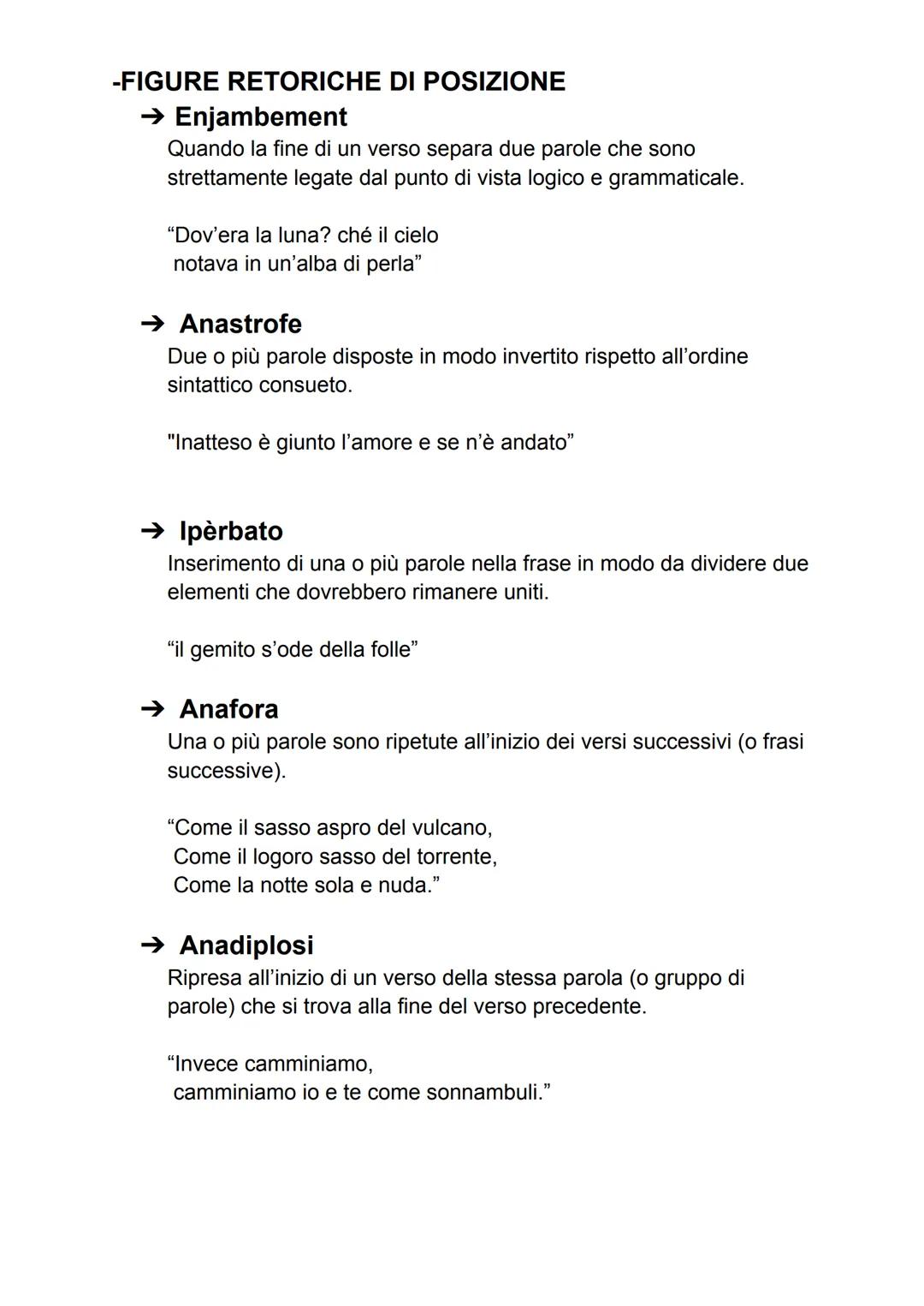 FIGURE RETORICHE: suono, posizione, significato
Le figure retoriche sono usi particolari della lingua che
hanno lo scopo di ornare il discor