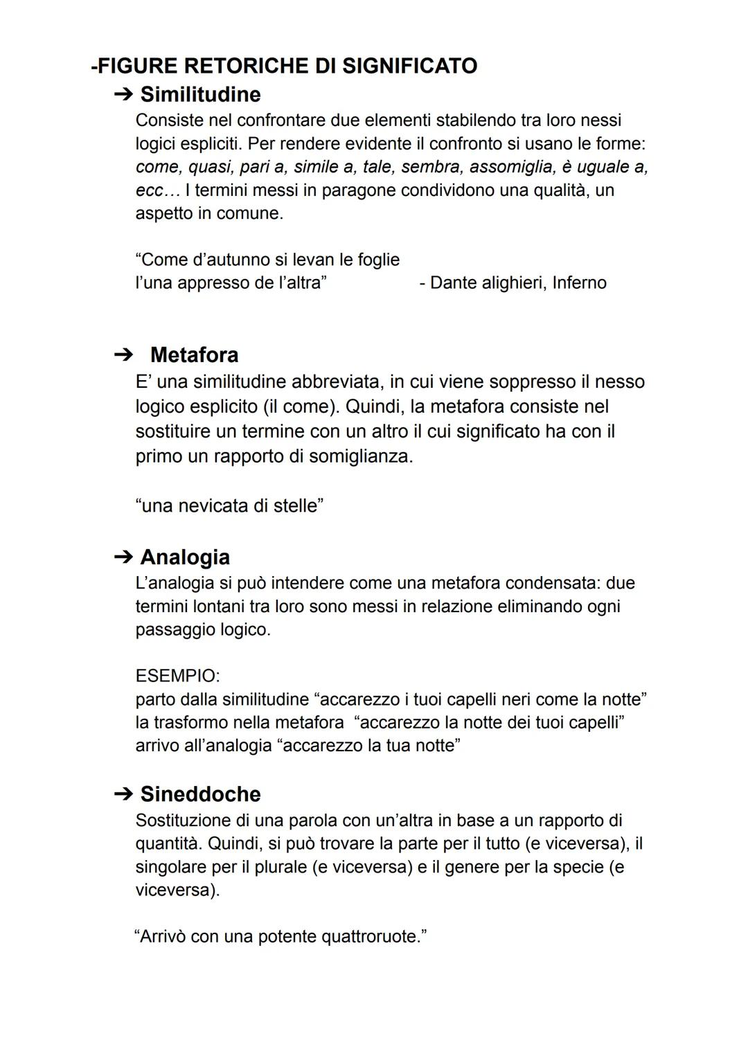 FIGURE RETORICHE: suono, posizione, significato
Le figure retoriche sono usi particolari della lingua che
hanno lo scopo di ornare il discor