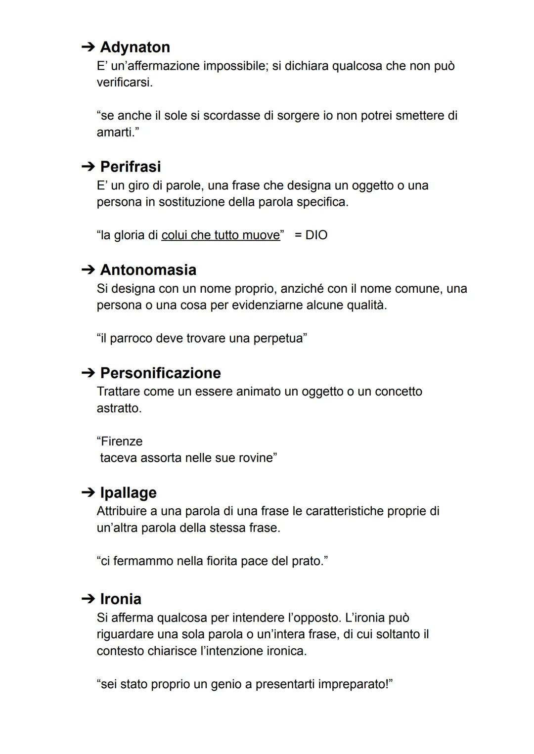 FIGURE RETORICHE: suono, posizione, significato
Le figure retoriche sono usi particolari della lingua che
hanno lo scopo di ornare il discor