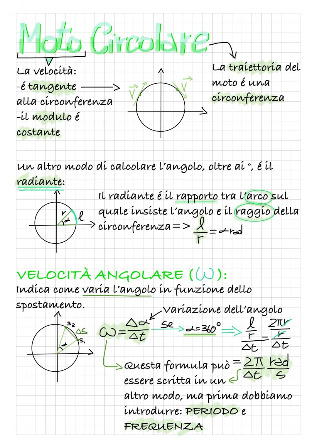 Moto Circolare
V
La velocità:
-é tangente
alla circonferenza
-il modulo é
costante
Ò
un altro modo di calcolare l'angolo, oltre ai º, é il
r