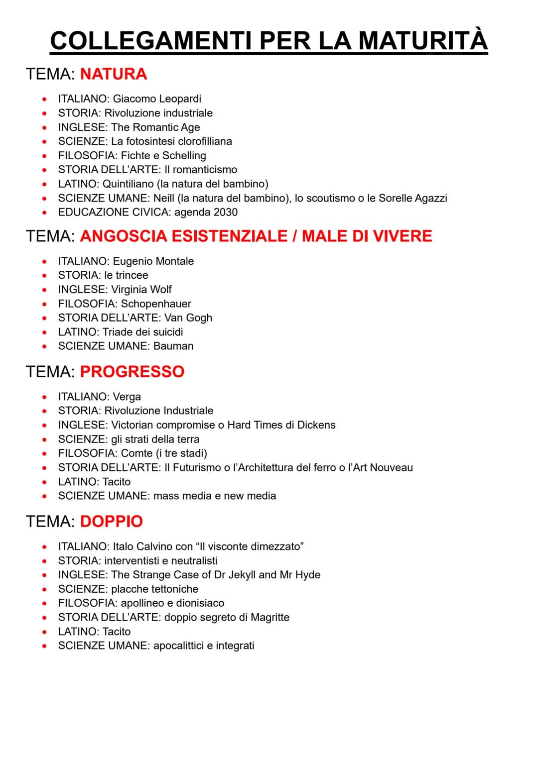 TEMA: NATURA
●
ITALIANO: Giacomo Leopardi
● STORIA: Rivoluzione industriale
● INGLESE: The Romantic Age
SCIENZE: La fotosintesi clorofillian