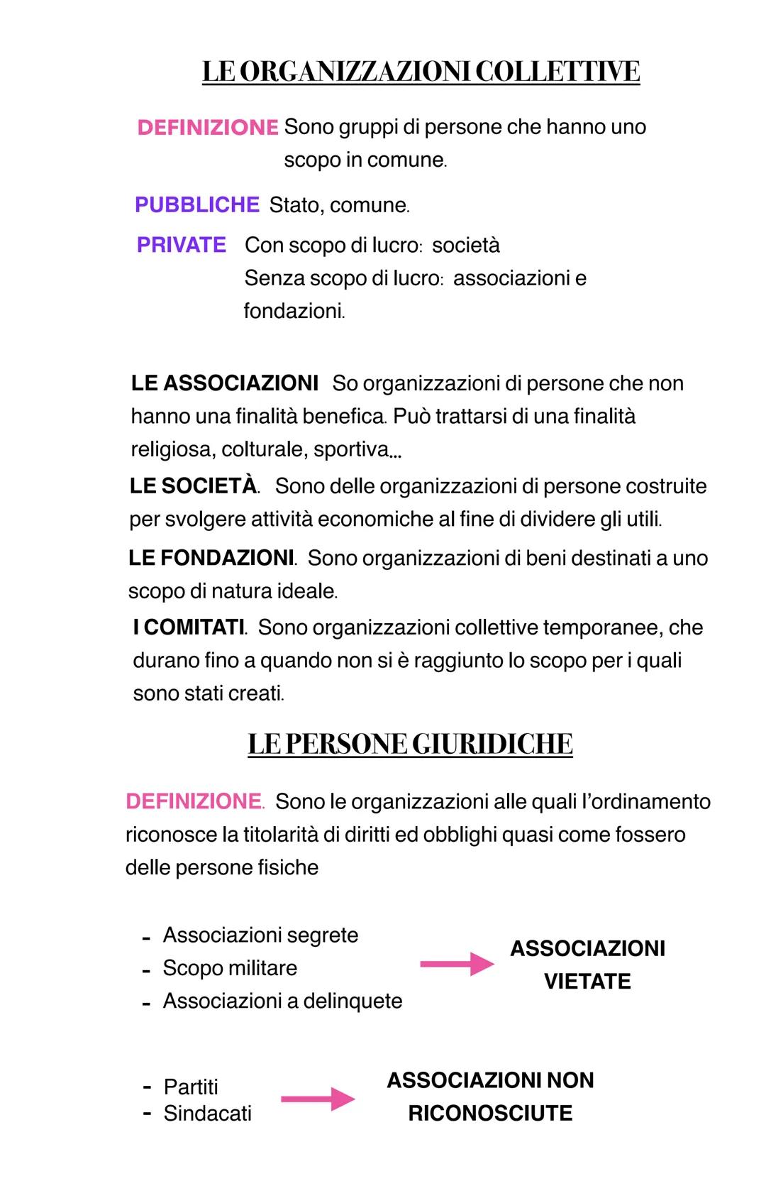LE ORGANIZZAZIONI COLLETTIVE
DEFINIZIONE Sono gruppi di persone che hanno uno
scopo in comune.
PUBBLICHE Stato, comune.
PRIVATE Con scopo di