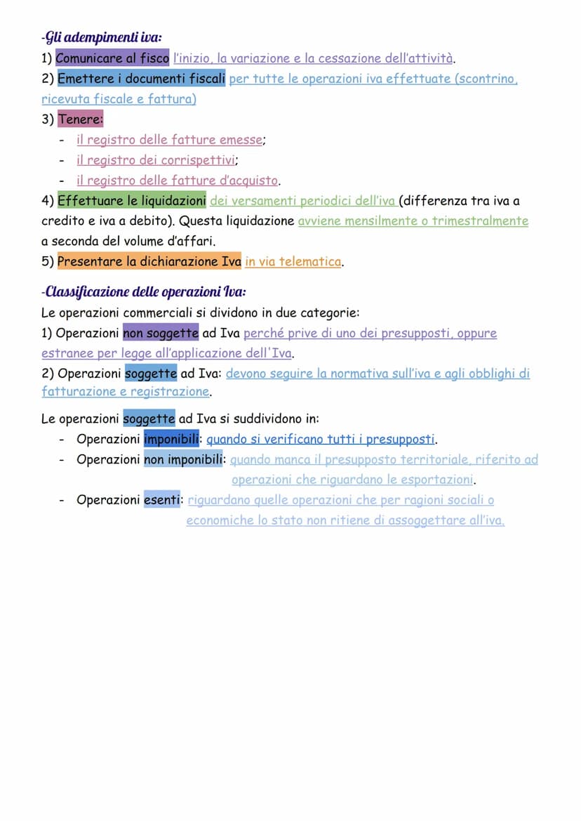 Iva (imposta sul valore aggiunto)
L'iva è un'imposta indiretta che si applica alle cessioni di beni e alle prestazioni di
servizi effettuate
